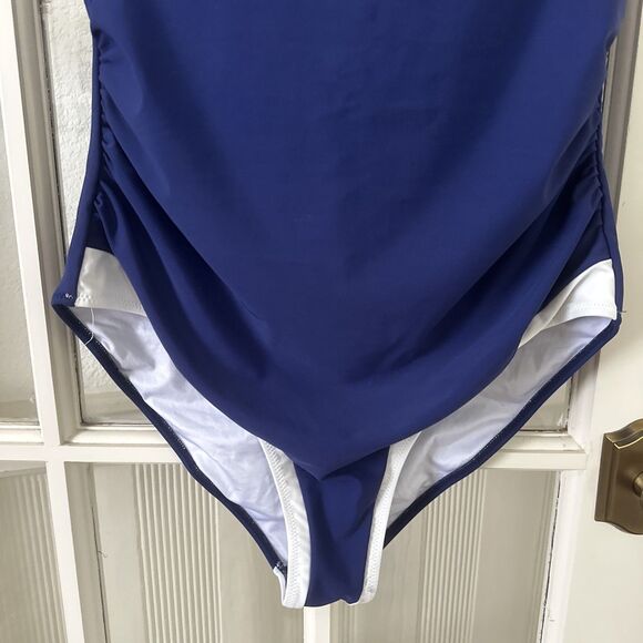 Blue One Piece Swimsuit Tummy Control Women's Large Bathing Suit - Picture 3 of 9